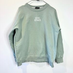 Notice The Reckless Stay Stoked Long Sleeve Crewneck Fleece / Mint Green / M